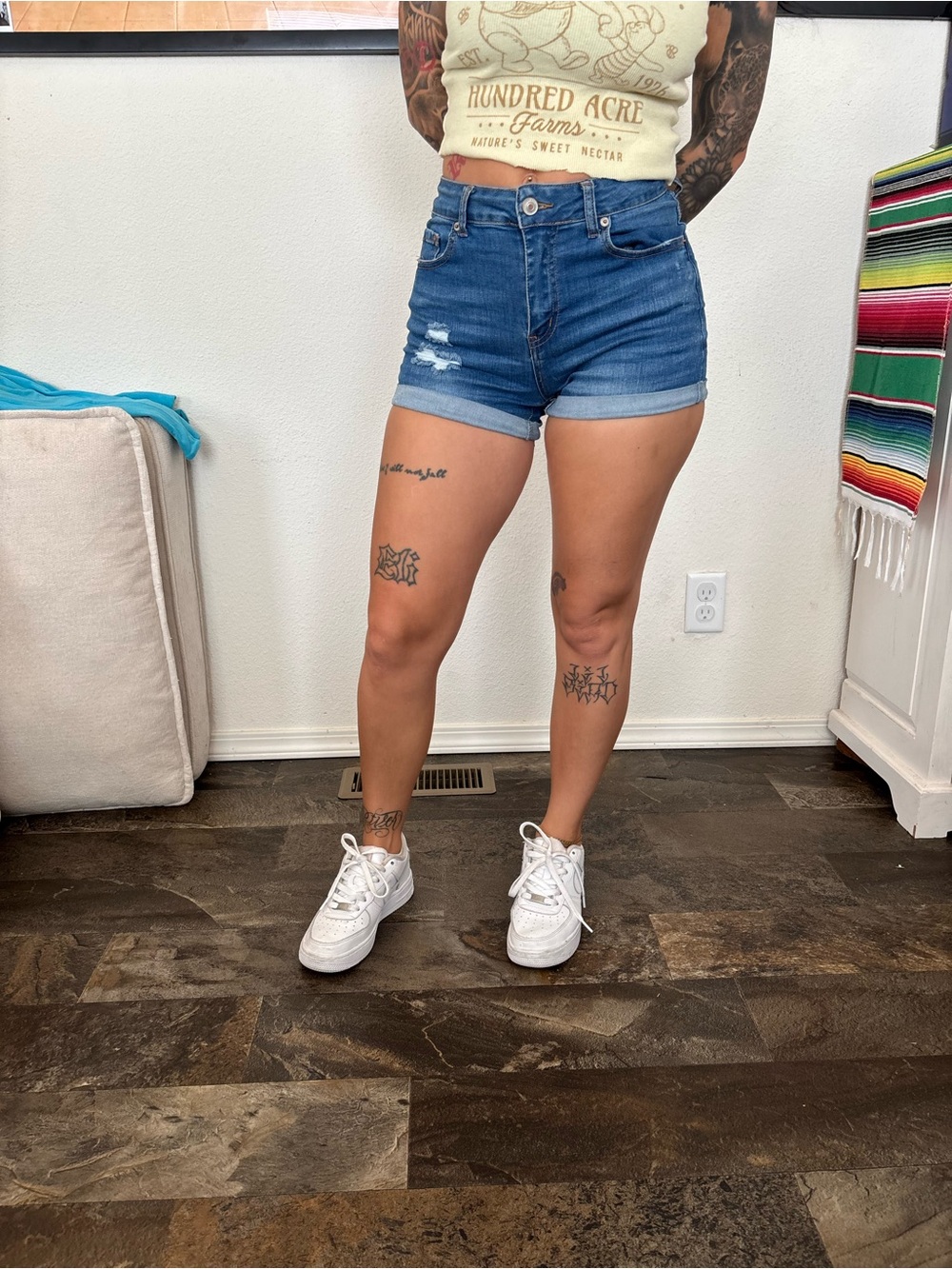 Wax Jean Dark Blue High-Rise Denim Shorts